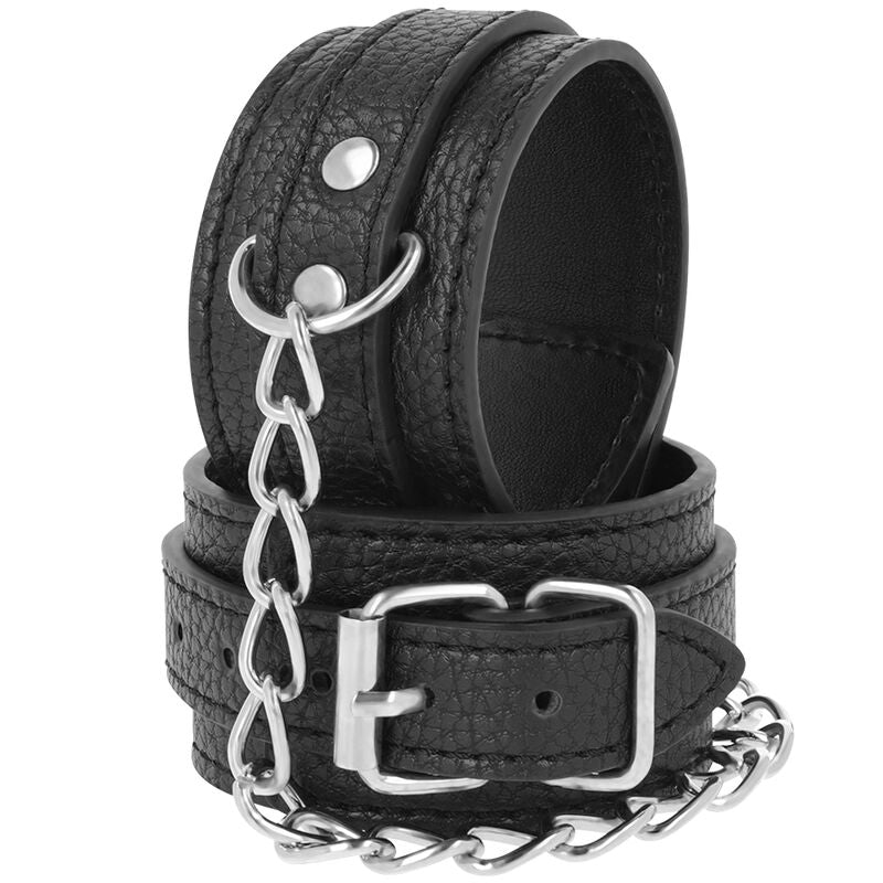 DARKNESS – MANCHETTEN AUS SCHWARZEM, TEXTURIERTEM LEDER