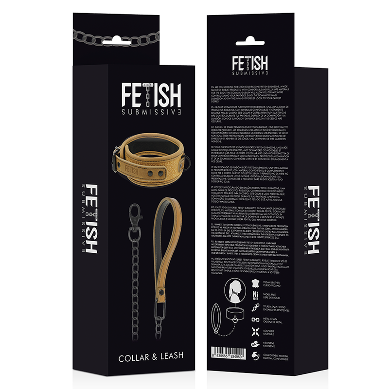 FETISH SUBMISSIVE ORIGEN - HALSBAND DOPPELT NEOPREN MIT KETTE