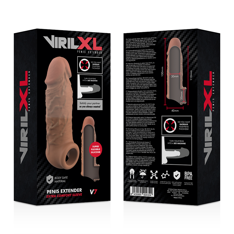 VIRILXL - FLÜSSIGKEITS-SILIKON-PENISVERLÄNGERUNG V7 BRAUN